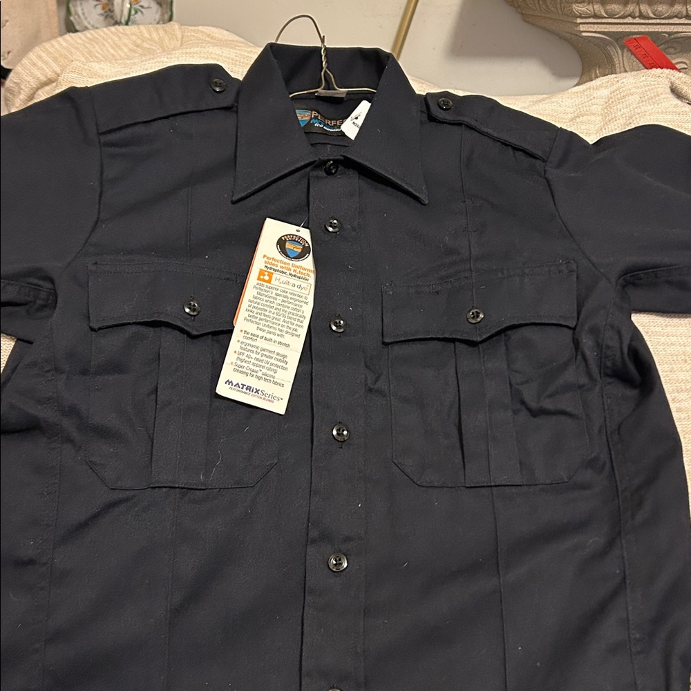 NOS NWT Dk Navy Perfection Uniform Shirt Sz S Reg MTX Eco Series for Responders